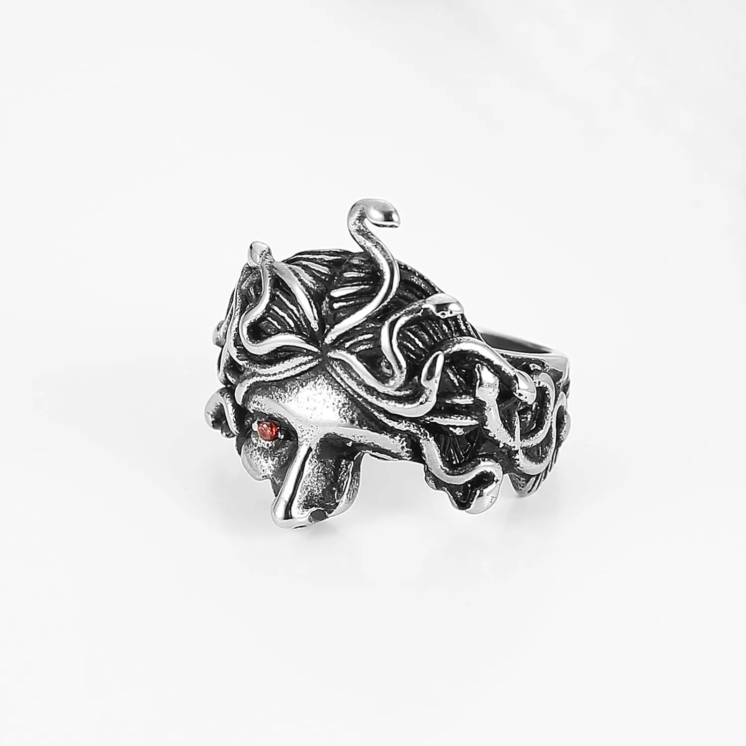 HZMAN Medusa Ring for Men Women Stainless Steel Gothic Punk Gorgon Ring Retro Greek Mythology Medusa Snake Ring Jewelry Gift