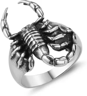 HZMAN Scorpion Ring for Men Biker Stainless Steel Gothic Ring Halloween Jewelry Gift