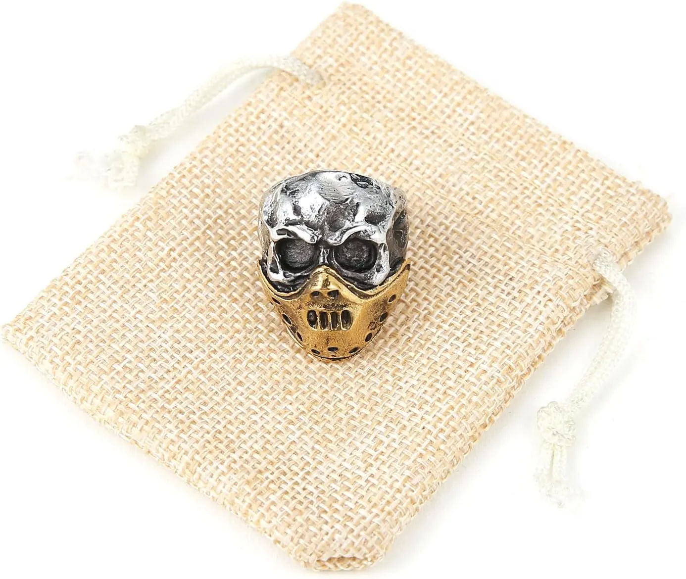 HZMAN Skull Ring for Men Chunky Stainless Steel Gothic Ring Jason Mask Ring Halloween Jewelry Gift