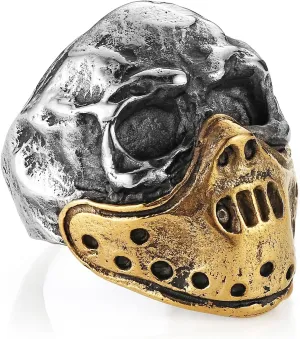 HZMAN Skull Ring for Men Chunky Stainless Steel Gothic Ring Jason Mask Ring Halloween Jewelry Gift