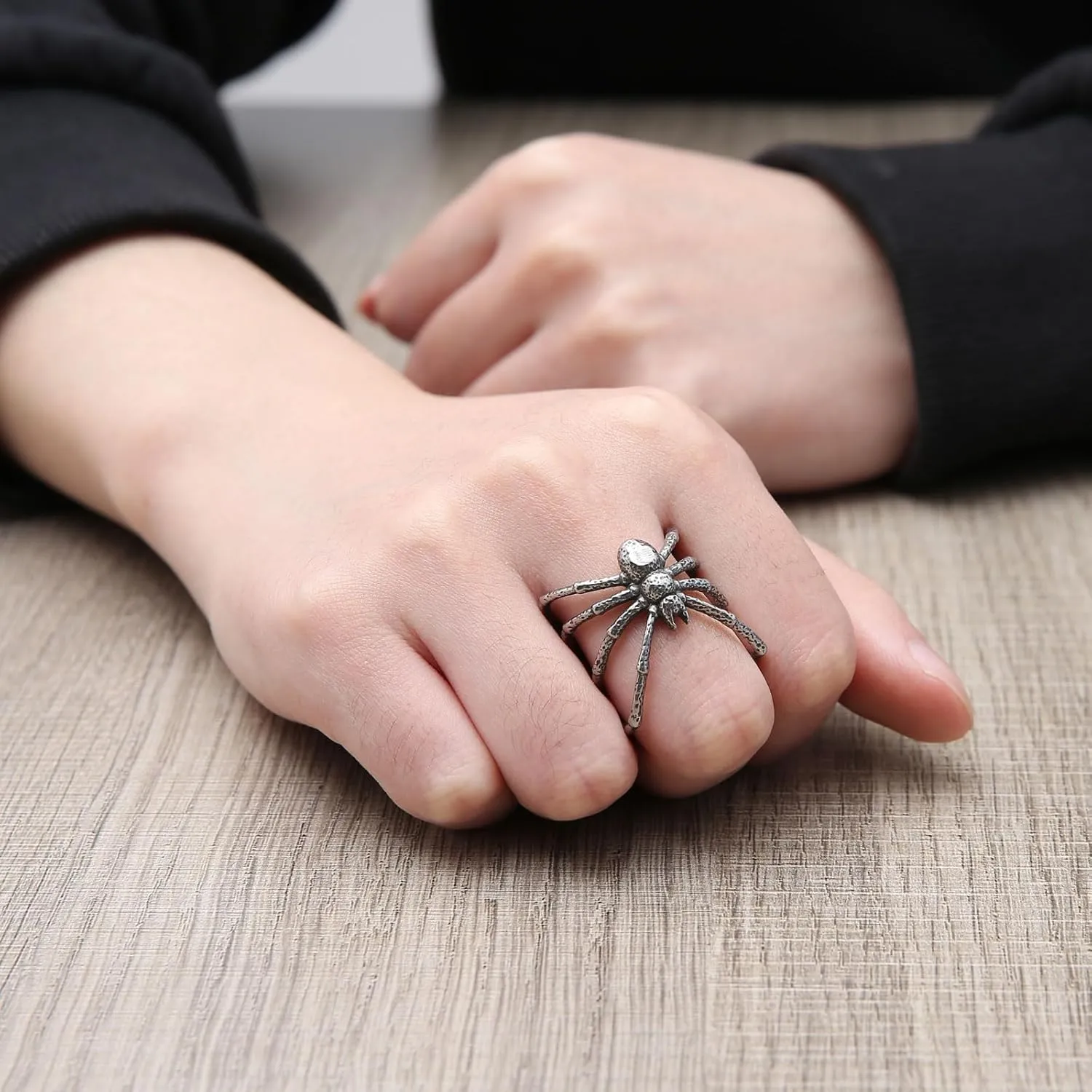 HZMAN Spider Ring for Men Women Stainless Steel Gothic Punk Rings Party Halloween Jewelry Gift