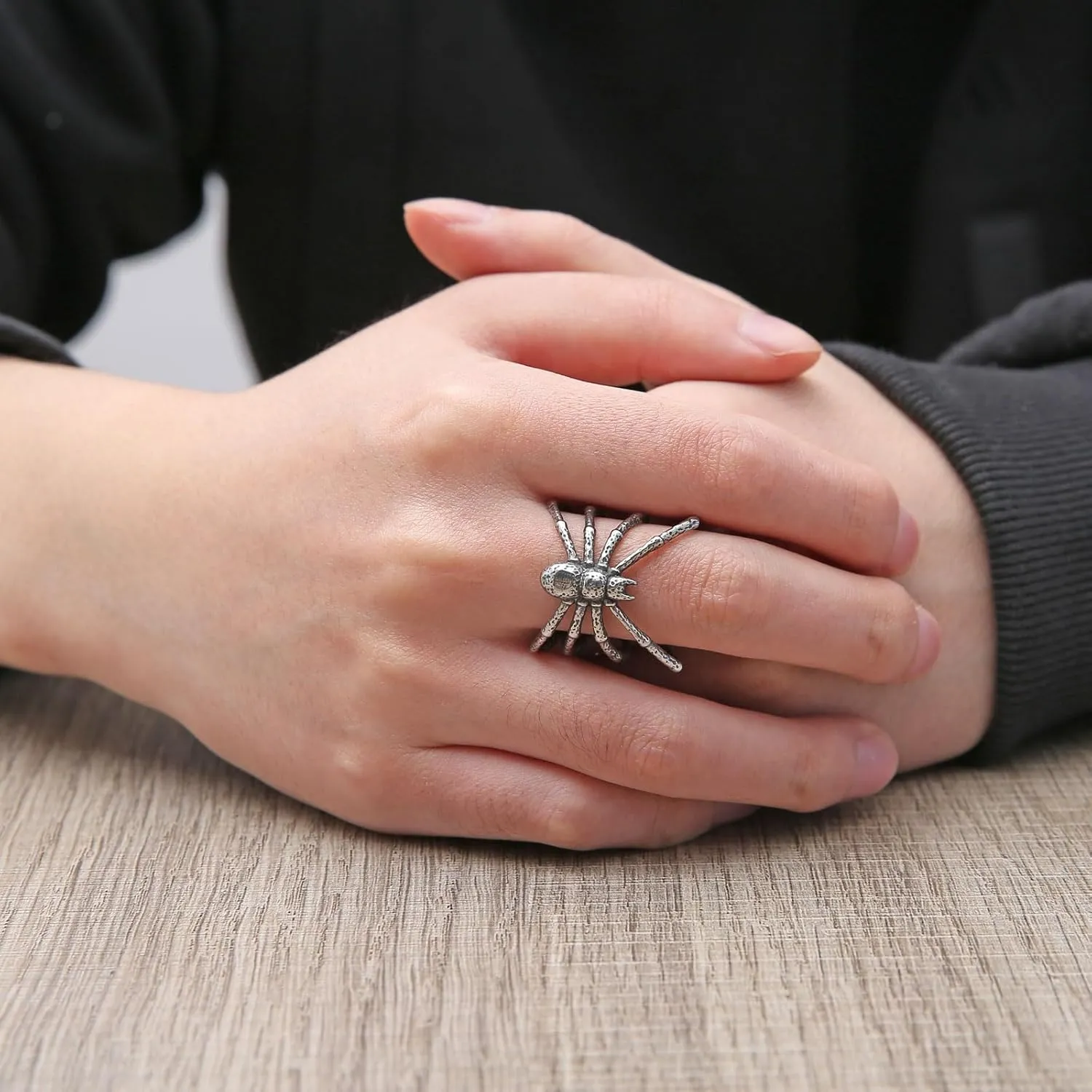 HZMAN Spider Ring for Men Women Stainless Steel Gothic Punk Rings Party Halloween Jewelry Gift