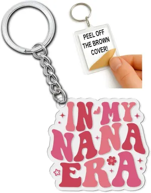 In My Nana Era Keychain - Cute & Sentimental Acrylic Keychain for Proud Grandmothers - Perfect Gifts for Nana's Birthday, Mother's Day, Baby Announcements & Family Celebrations - 2 Inch