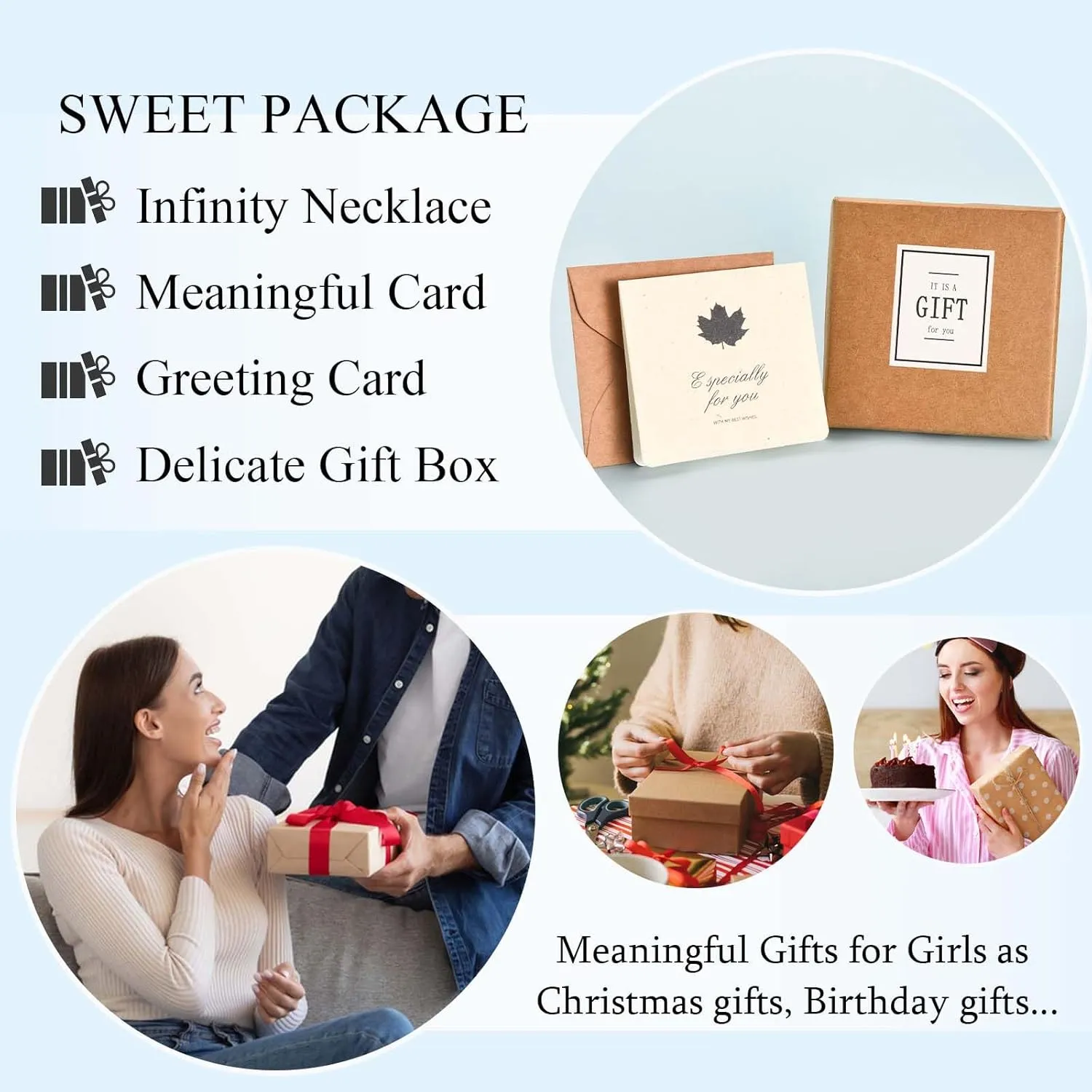 Infinity Mom Grandma Nana Sister Aunt Daughter Auntie Granddaughter Niece Necklace Gifts, Christmas Birthday Valentines Day Mothers Day Easter Graduation Back to School Gifts Stocking Stuffers Presents for Women Girls Her