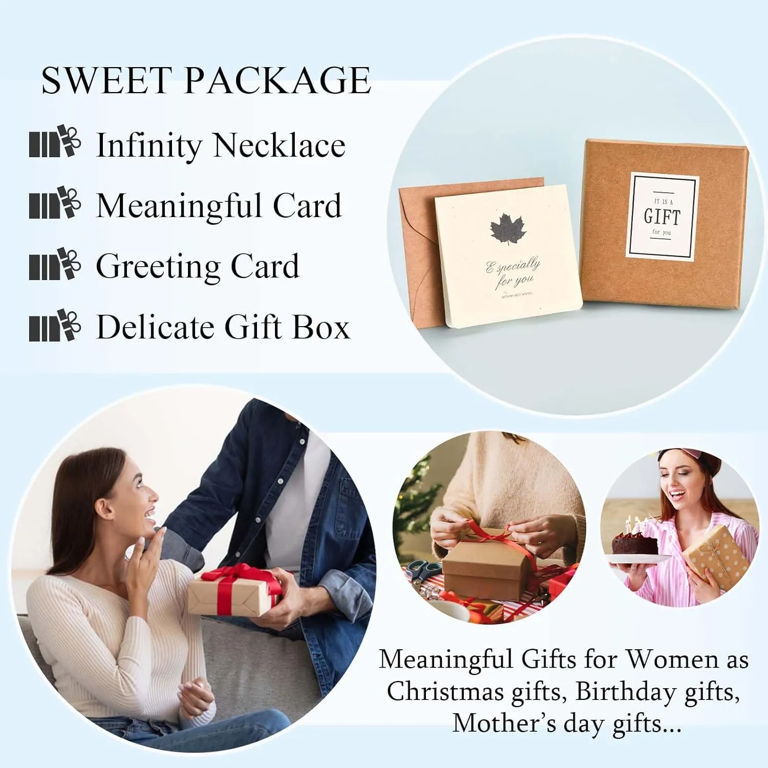 Infinity Mom Grandma Nana Sister Aunt Daughter Auntie Granddaughter Niece Necklace Gifts, Christmas Birthday Valentines Day Mothers Day Easter Graduation Back to School Gifts Stocking Stuffers Presents for Women Girls Her