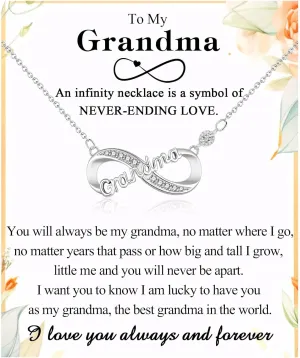 Infinity Mom Grandma Nana Sister Aunt Daughter Auntie Granddaughter Niece Necklace Gifts, Christmas Birthday Valentines Day Mothers Day Easter Graduation Back to School Gifts Stocking Stuffers Presents for Women Girls Her