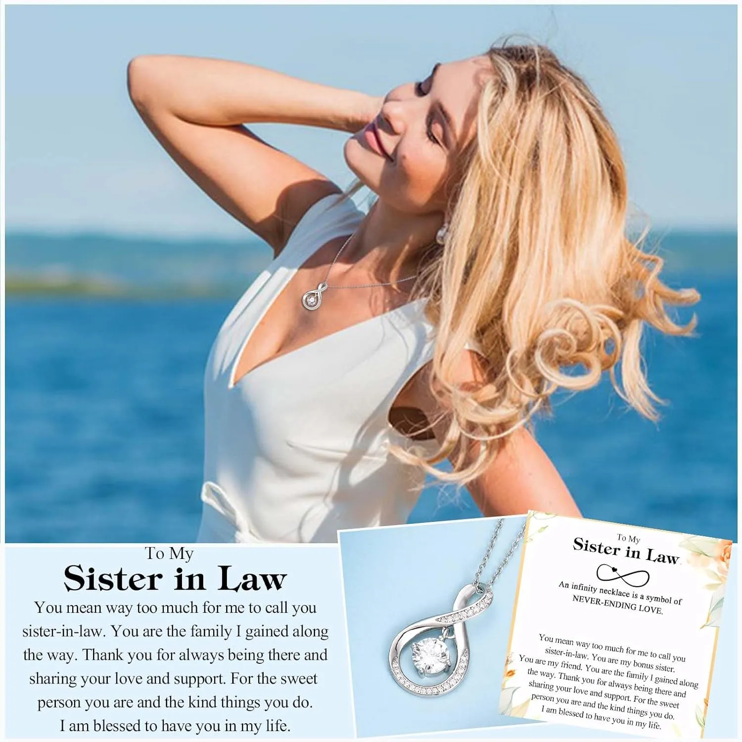 Infinity Necklace - Gifts for Mom, Grandma, Aunt, Sister, Daughter, Mother-in-Law, Boyfriend's Mom - Christmas, Birthday, Mothers Day, Valentines Day, Graduation Present