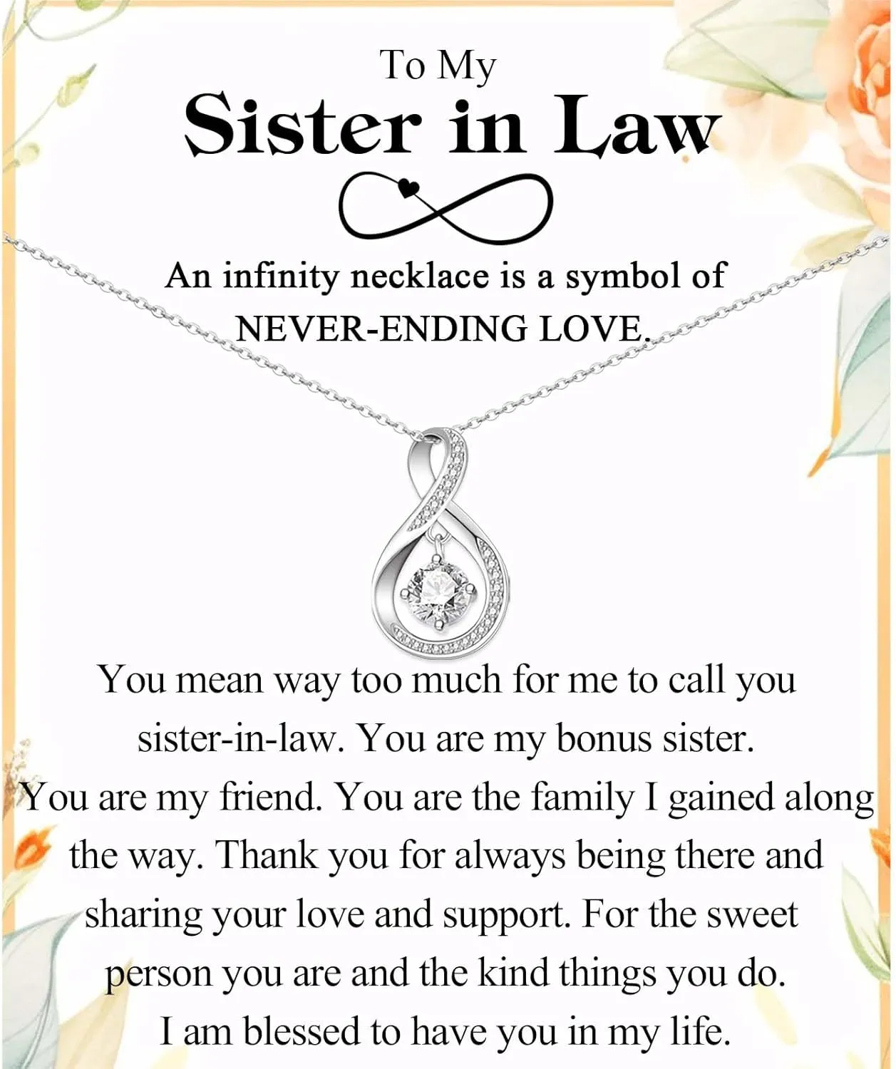 Infinity Necklace - Gifts for Mom, Grandma, Aunt, Sister, Daughter, Mother-in-Law, Boyfriend's Mom - Christmas, Birthday, Mothers Day, Valentines Day, Graduation Present