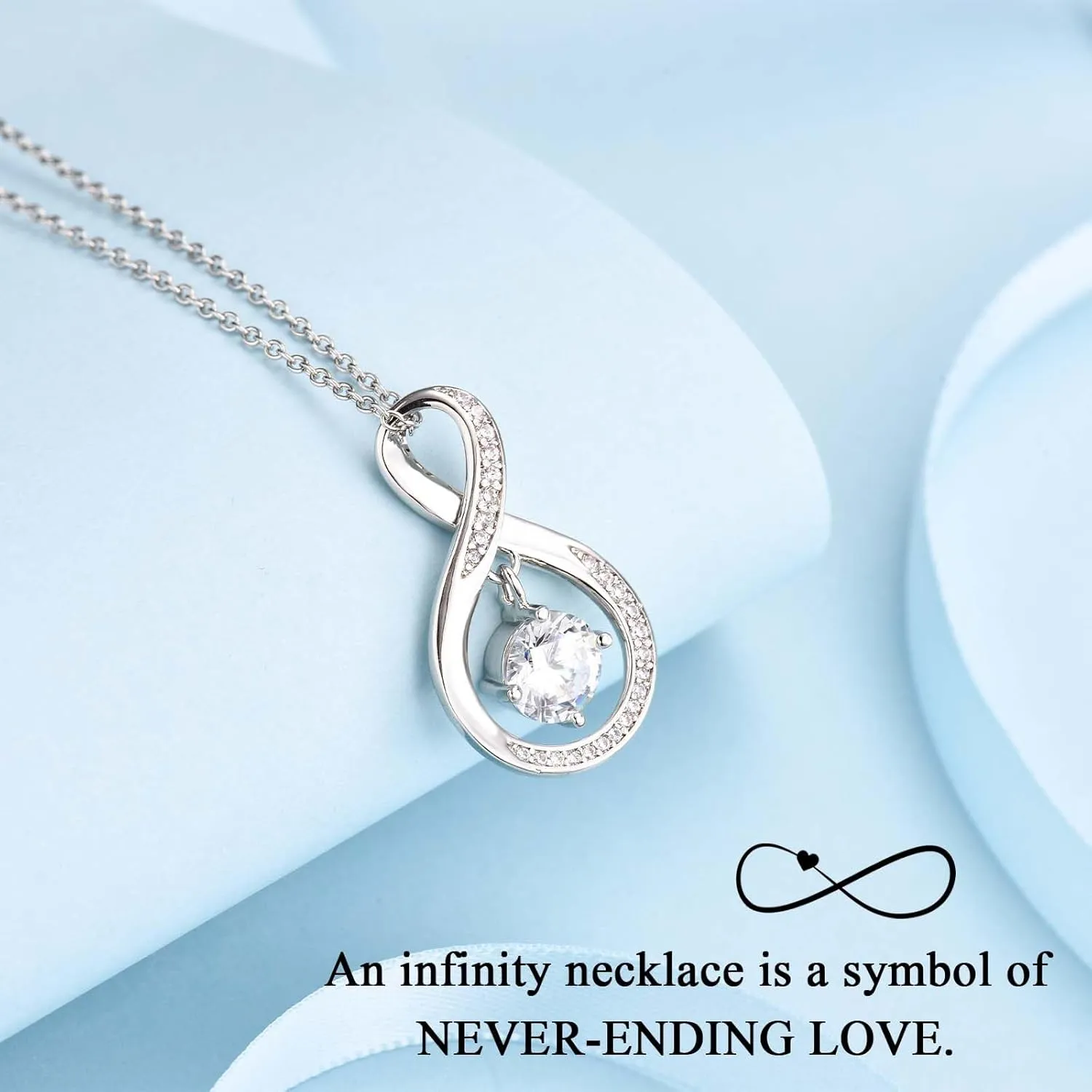 Infinity Necklace - Gifts for Mom, Grandma, Aunt, Sister, Daughter, Mother-in-Law, Boyfriend's Mom - Christmas, Birthday, Mothers Day, Valentines Day, Graduation Present