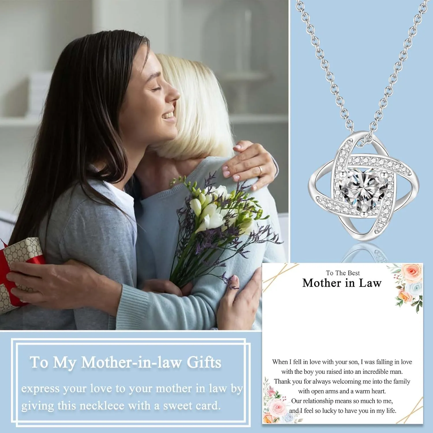 Infinity Necklace Gifts for Mother in Law/ Sister in Law/ Daughter in Law/ Bonus Mom/ Step Mom -Jewerly Present as Christmas Birthday Mothers Day Valentines Day Easter Gift Stocking Stuffers for Women