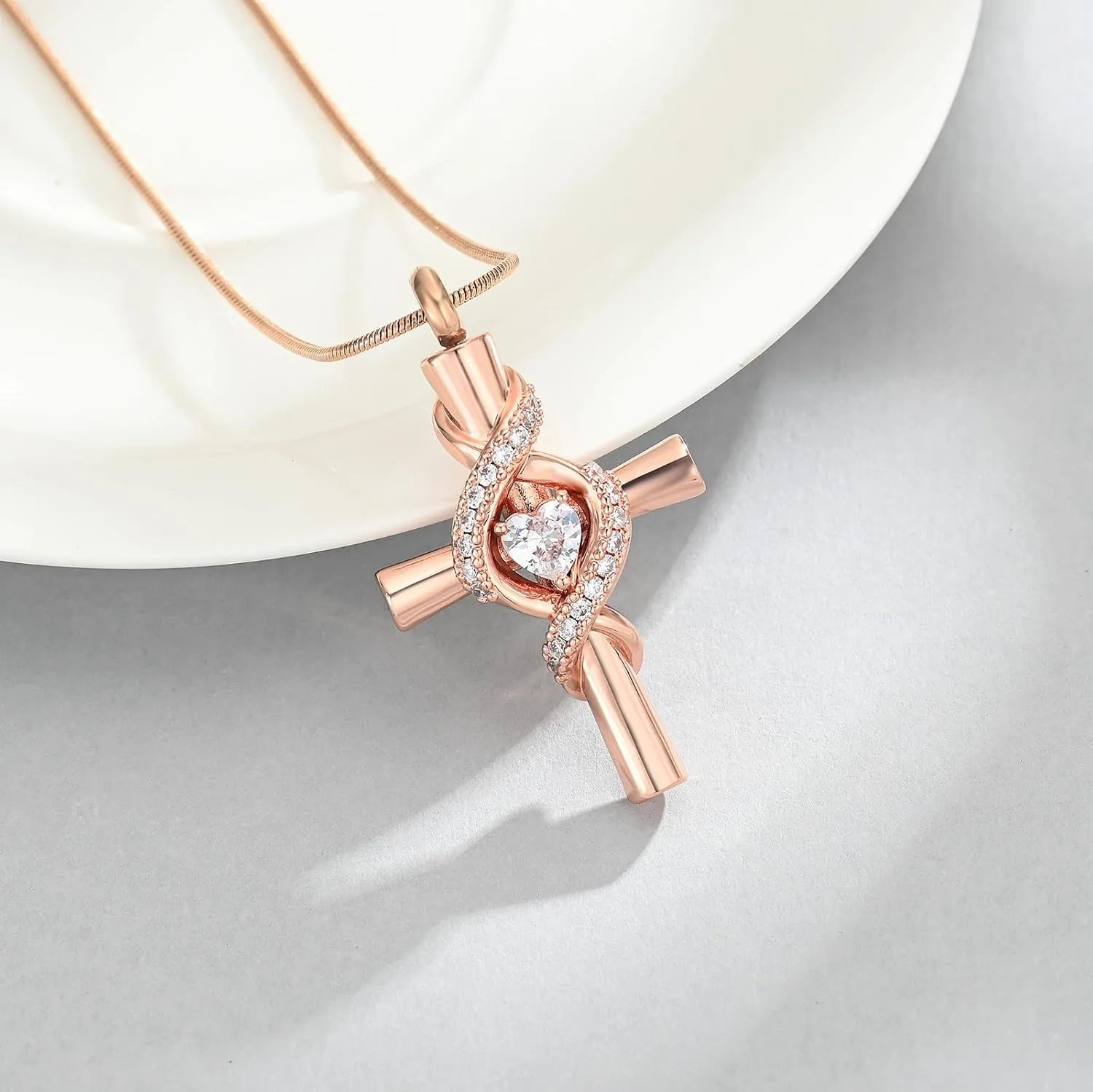 Infinity Urn Necklace for Ashes Cross Cremation Jewelry Memorial Necklace Birthstone Pendant Stainless Steel Urn for Ashe Lockets Keepsake Necklace for Pet Dog Ashes Holder