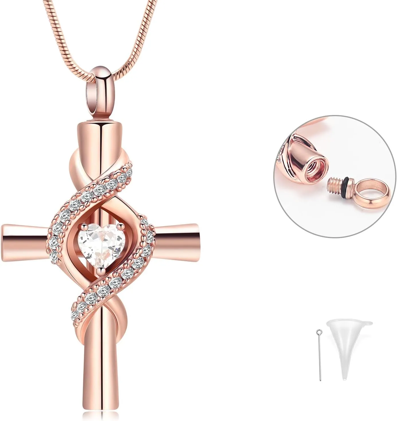 Infinity Urn Necklace for Ashes Cross Cremation Jewelry Memorial Necklace Birthstone Pendant Stainless Steel Urn for Ashe Lockets Keepsake Necklace for Pet Dog Ashes Holder