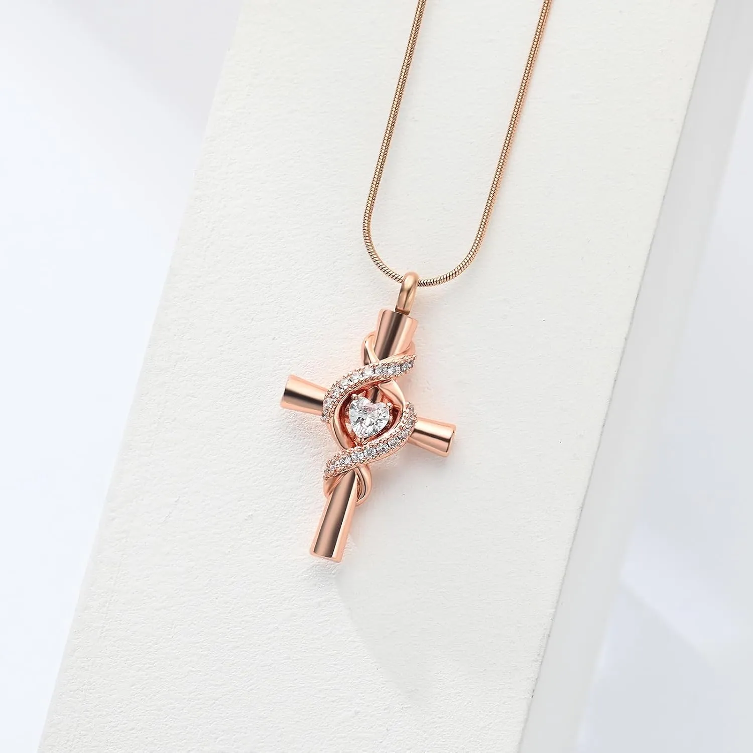 Infinity Urn Necklace for Ashes Cross Cremation Jewelry Memorial Necklace Birthstone Pendant Stainless Steel Urn for Ashe Lockets Keepsake Necklace for Pet Dog Ashes Holder