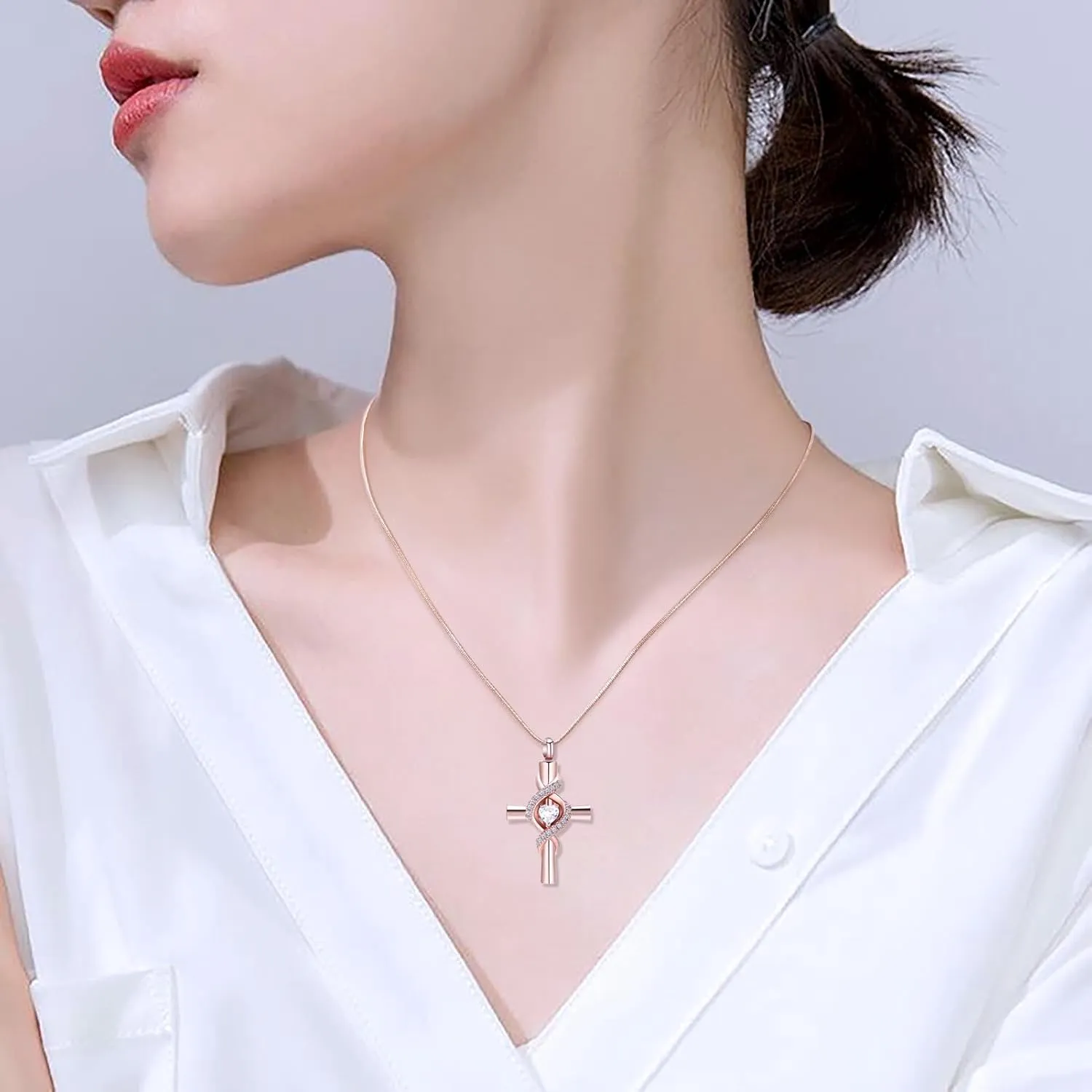 Infinity Urn Necklace for Ashes Cross Cremation Jewelry Memorial Necklace Birthstone Pendant Stainless Steel Urn for Ashe Lockets Keepsake Necklace for Pet Dog Ashes Holder