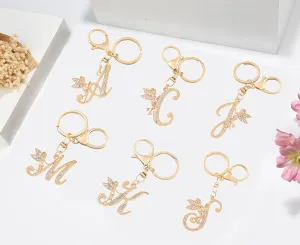 Initial Letter Keychain Bag Charms for Women, Cute Personalized Gold Key Chains for Girls