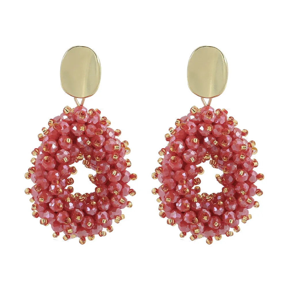 INKDEW Big Drop Earrings For Women Small And Big Beads Handmade Crystal Earrings Statement Jewelry Fashion Jewelry EA067