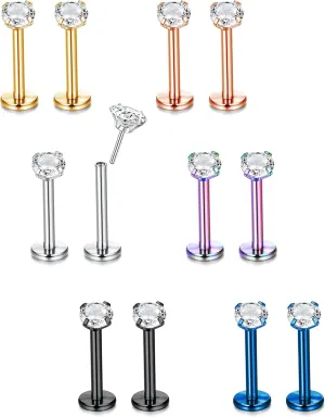 IRONBOX 16G 18G Threadless Push in Nose Rings Studs Surgical Steel Pushin Nose Stud Bone Nose Rings Piercings Nostril Piercing Jewelry for Women Men