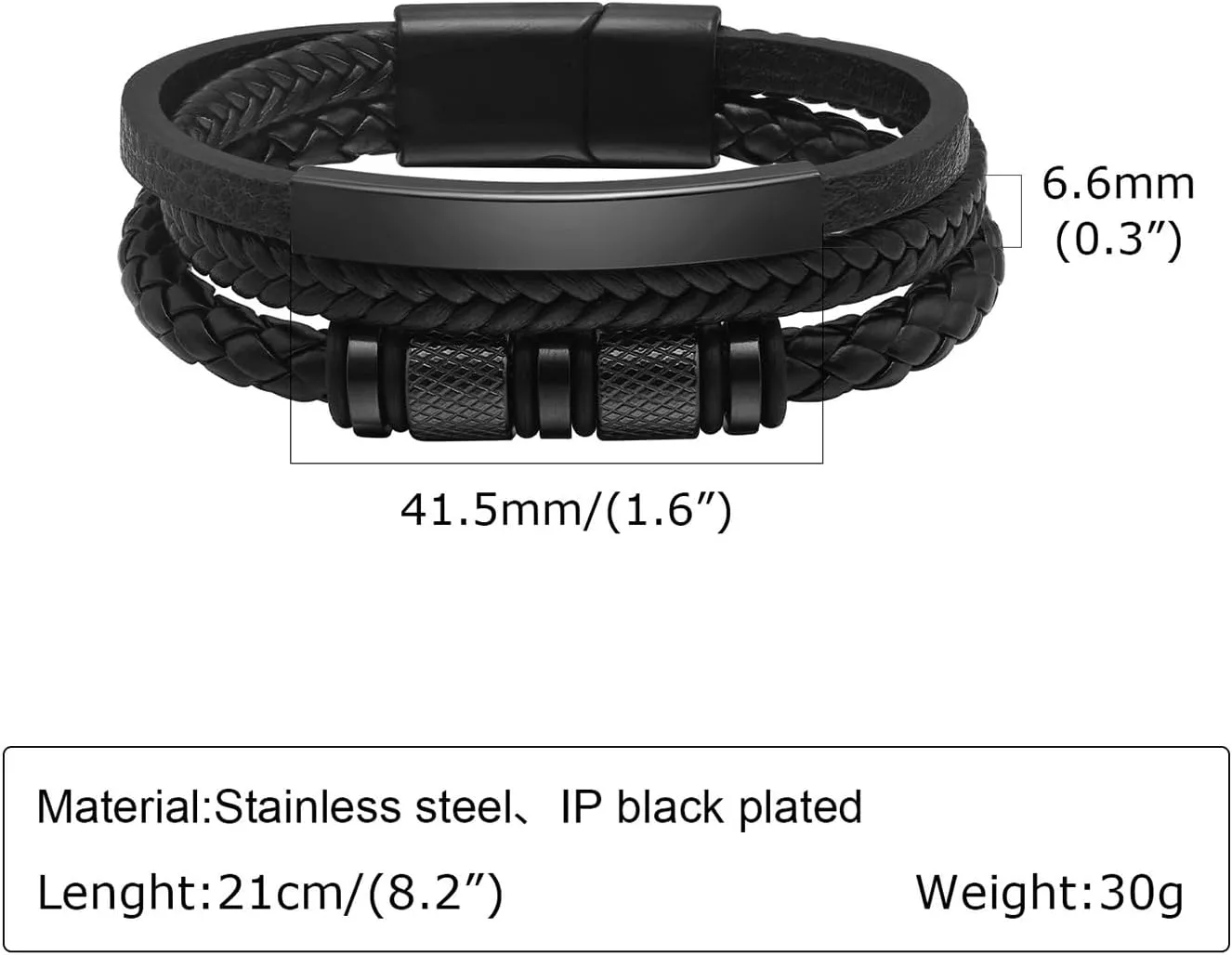 Italian Handmade Genuine Leather Bracelets for Men Stainless Steel Clip, Men's Casual Genuine Multi-layer Cuff Bracelet, Bracelet Gift for Real Men