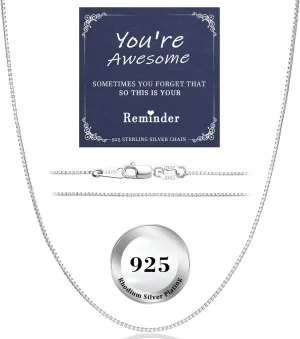 Italian Solid 925 Sterling Silver Box Chain Necklace for Women 0.8mm/1.2mm, 18K Gold Plated Nickel-Free Hypoallergenic Thin & Dainty Women's Chain Necklaces 14 16 18 20 22 24 Inch