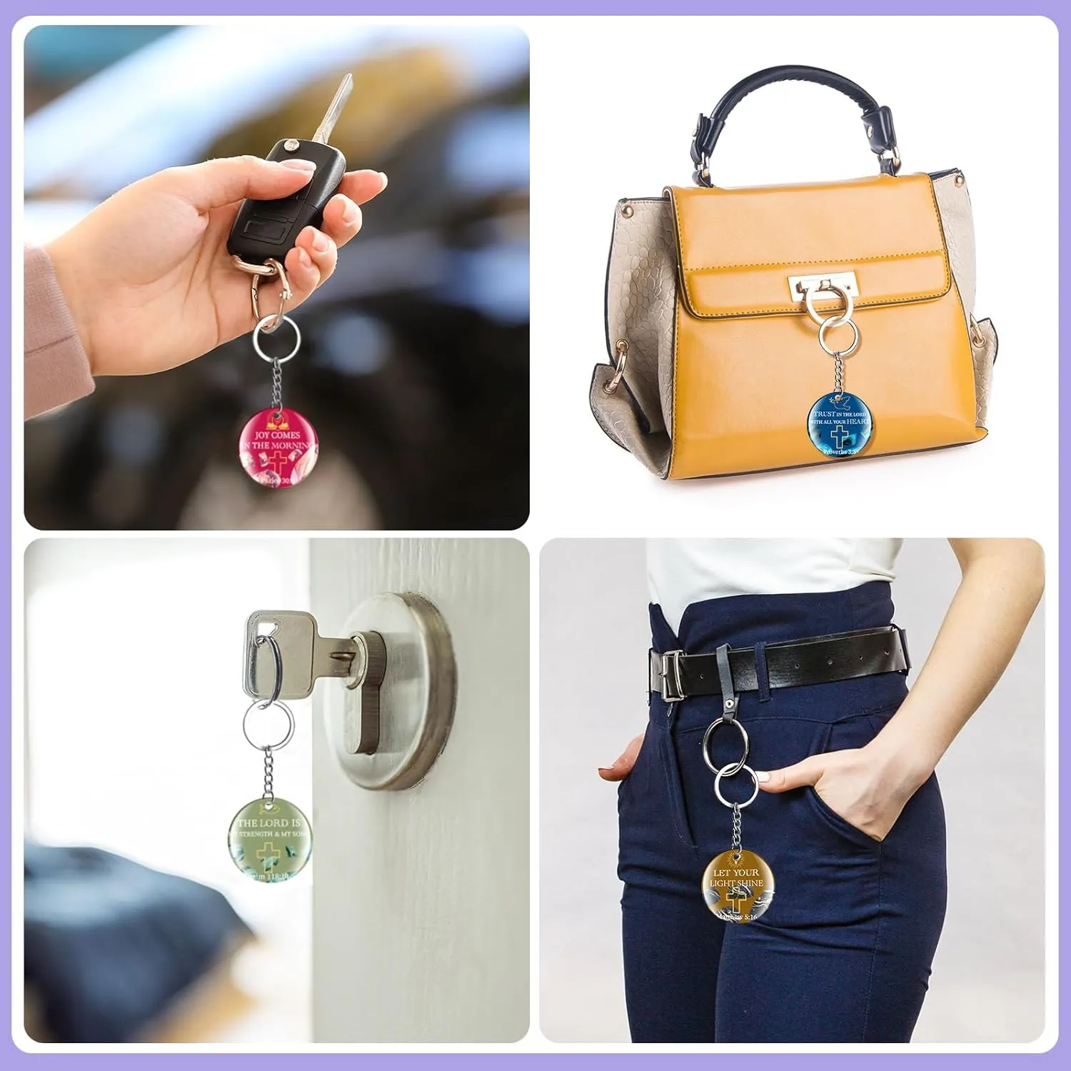 Janmercy 120 Pcs Acrylic Christian Keychain Floral Bible Verse Keychain Religious Scripture Gifts Jewelry Gifts for Women Men