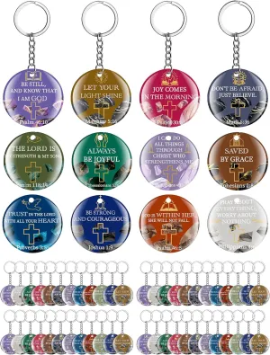 Janmercy 120 Pcs Acrylic Christian Keychain Floral Bible Verse Keychain Religious Scripture Gifts Jewelry Gifts for Women Men