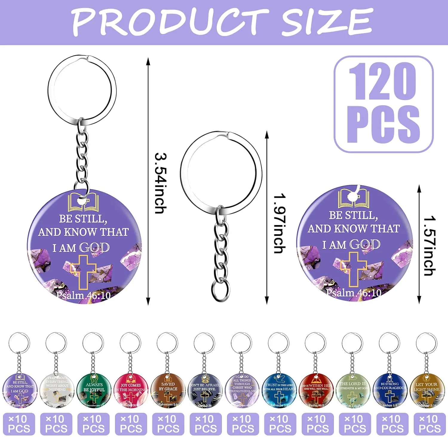 Janmercy 120 Pcs Acrylic Christian Keychain Floral Bible Verse Keychain Religious Scripture Gifts Jewelry Gifts for Women Men