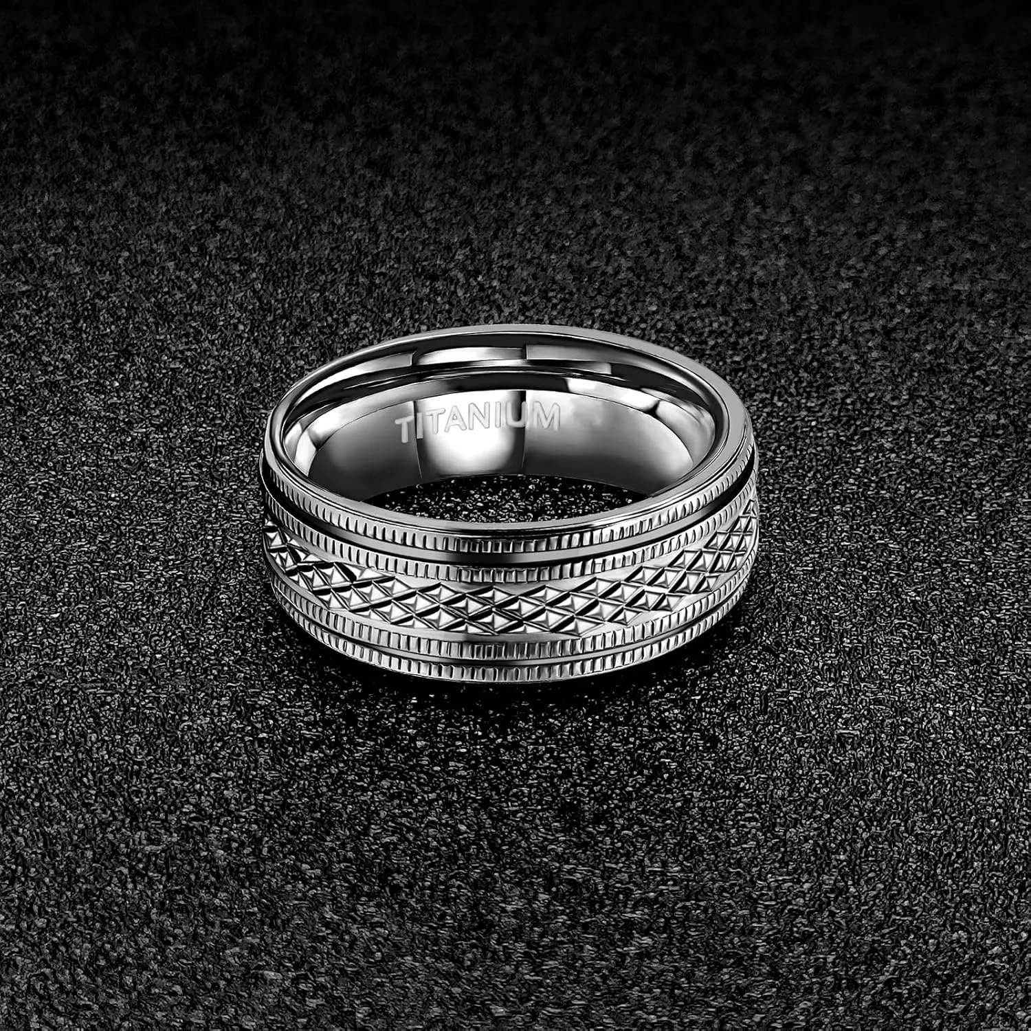 JEROOT Titanium Rings 8MM High Polish Wedding Band in Comfort Fit for Men Women, Men's Engagement Ring Size 9-12