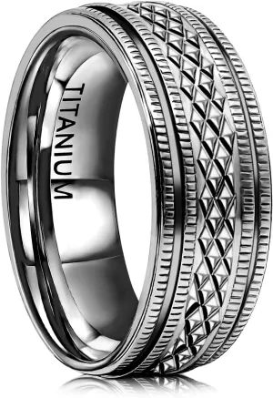 JEROOT Titanium Rings 8MM High Polish Wedding Band in Comfort Fit for Men Women, Men's Engagement Ring Size 9-12