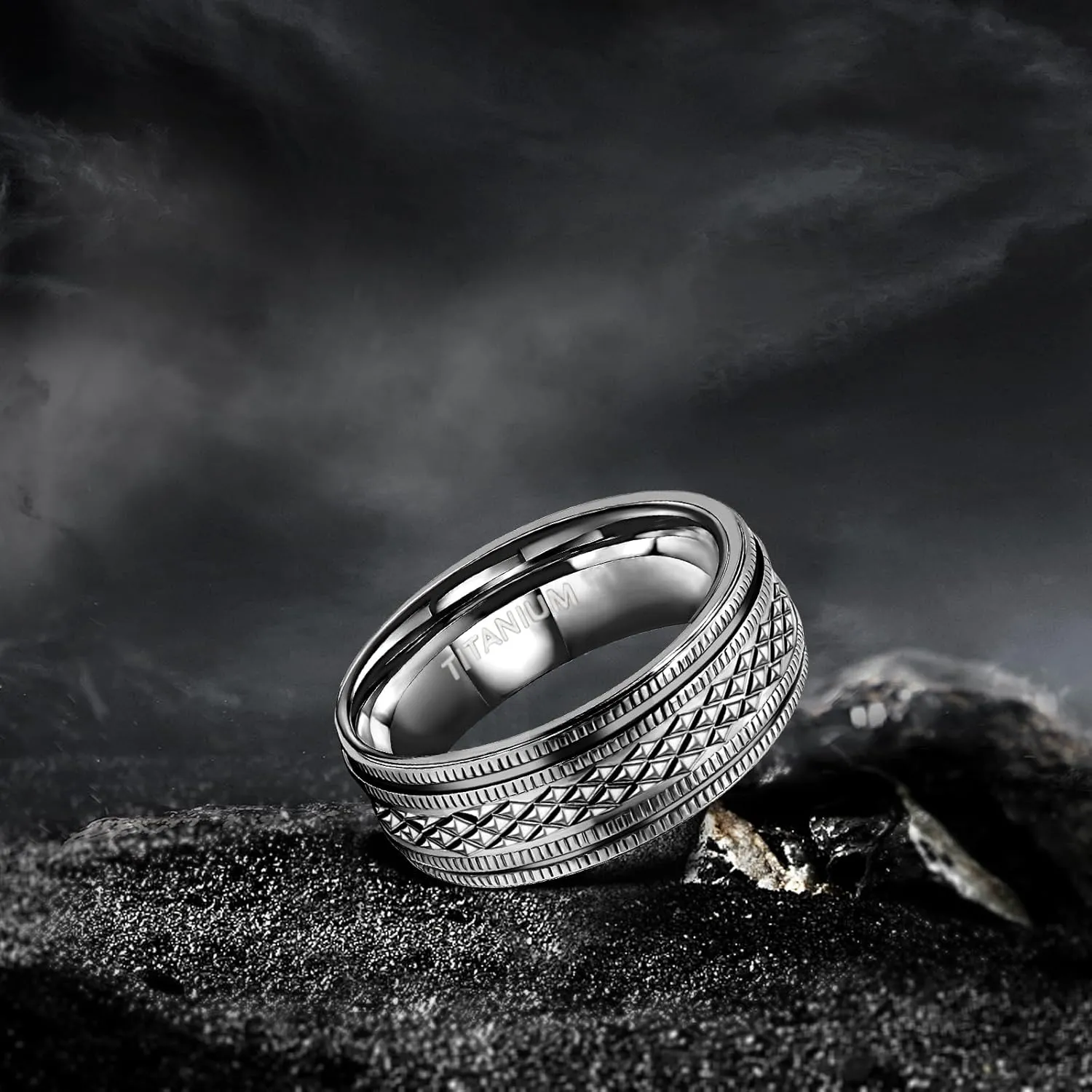 JEROOT Titanium Rings 8MM High Polish Wedding Band in Comfort Fit for Men Women, Men's Engagement Ring Size 9-12