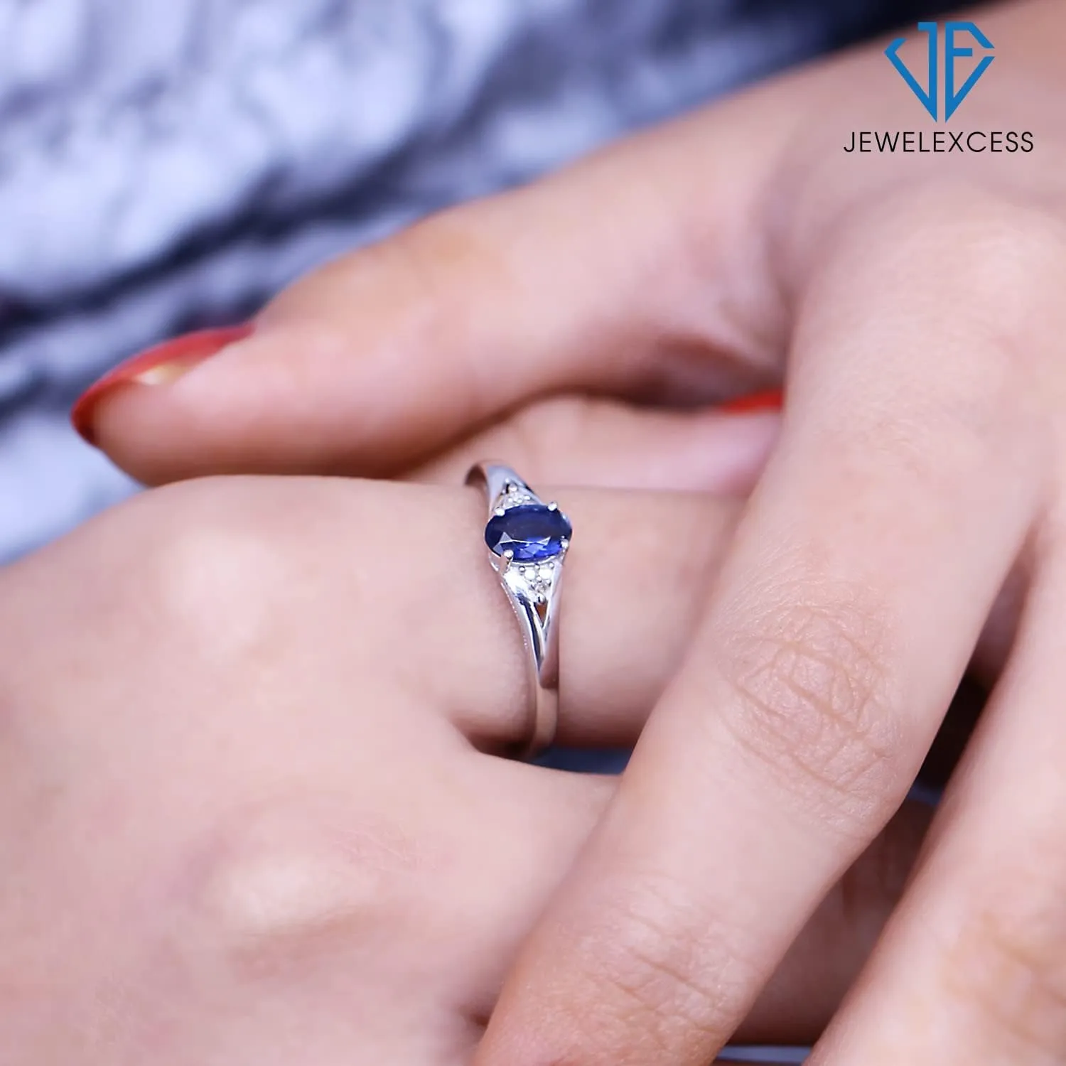 JEWELEXCESS Birthstone Jewelry  Sterling Silver Ring Jewelry with White Diamond Accent  Gemstone Rings with Hypoallergenic Sterling Silver Band