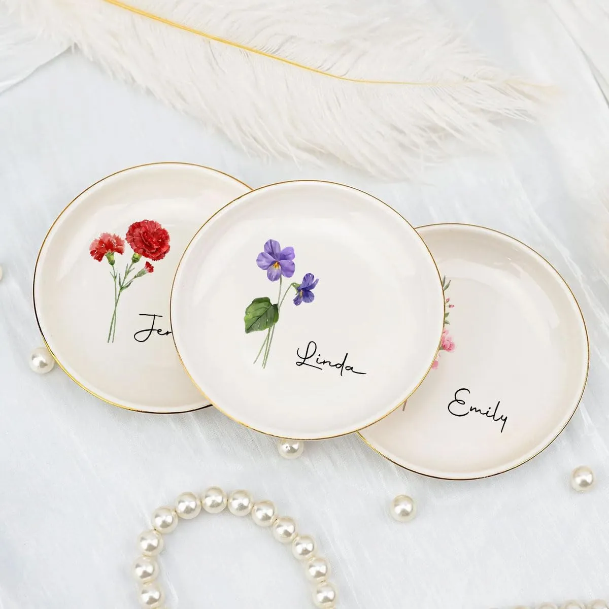 Jewelry Tray Ring Dish for Women Personalized - Aesthetic Ceramic Jewelry Dish Engagement Wedding Decorative - Custom Jewery Tray Birthday Gift for Women Friend Sisiter Coworker