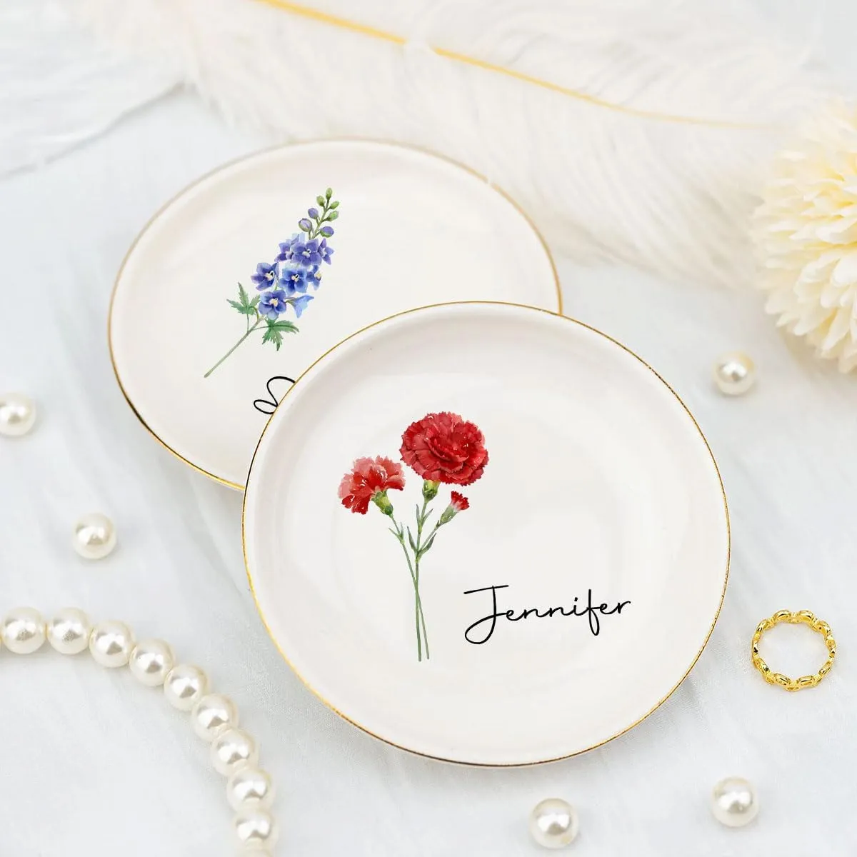 Jewelry Tray Ring Dish for Women Personalized - Aesthetic Ceramic Jewelry Dish Engagement Wedding Decorative - Custom Jewery Tray Birthday Gift for Women Friend Sisiter Coworker