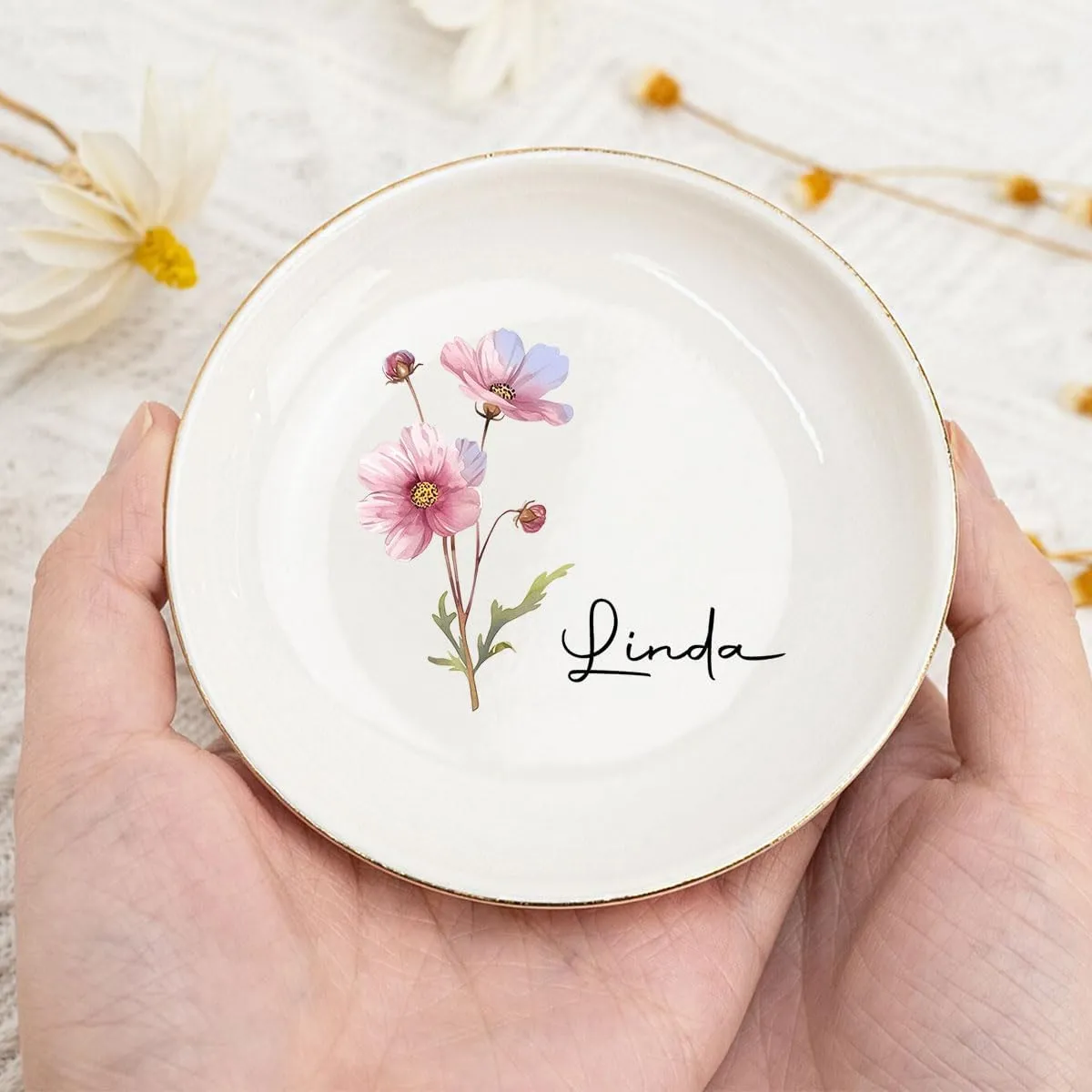 Jewelry Tray Ring Dish for Women Personalized - Aesthetic Ceramic Jewelry Dish Engagement Wedding Decorative - Custom Jewery Tray Birthday Gift for Women Friend Sisiter Coworker