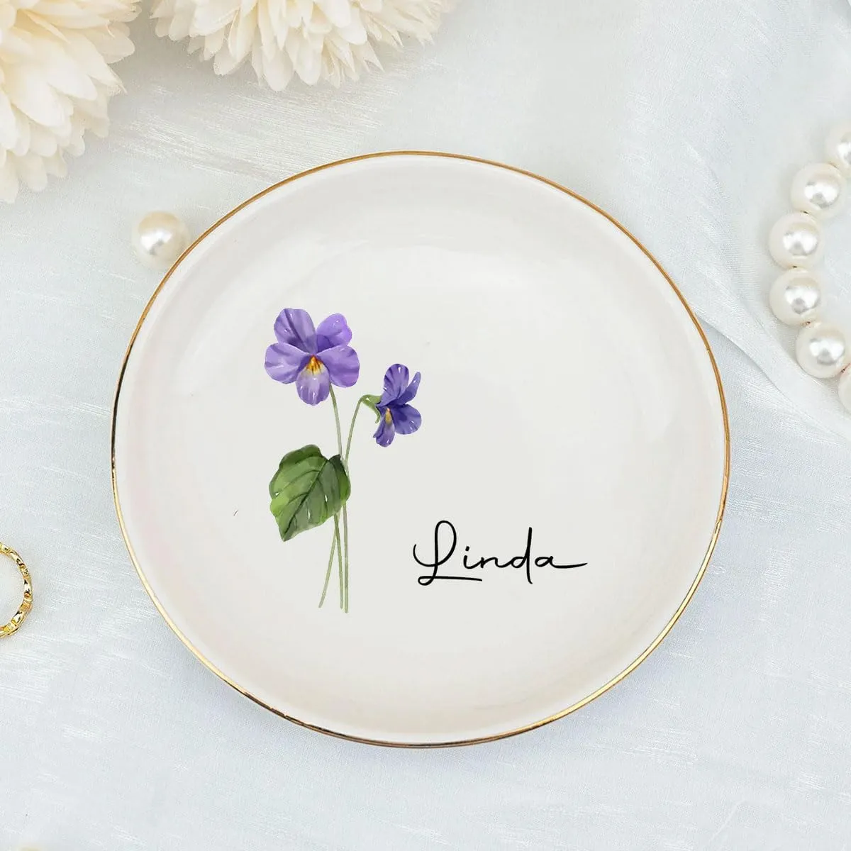 Jewelry Tray Ring Dish for Women Personalized - Aesthetic Ceramic Jewelry Dish Engagement Wedding Decorative - Custom Jewery Tray Birthday Gift for Women Friend Sisiter Coworker