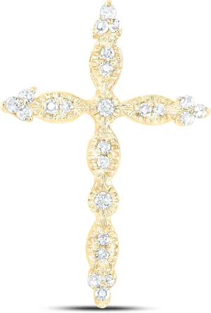 Jewels By Lux 10kt Yellow Gold 1/12ctw Diamond Nk Gift Cross Pendant