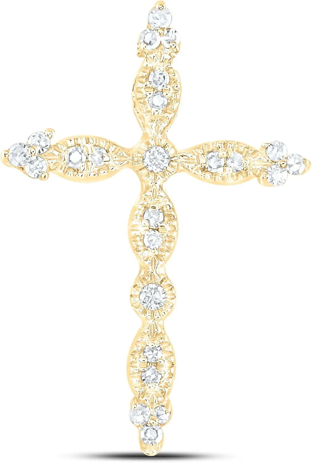 Jewels By Lux 10kt Yellow Gold 1/12ctw Diamond Nk Gift Cross Pendant