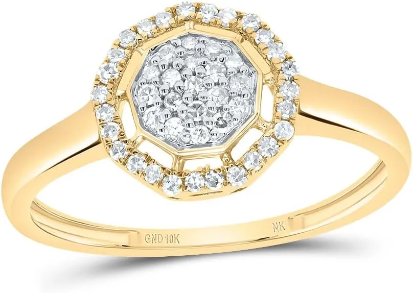 Jewels By Lux 10kt Yellow Gold 1/5 Cttw Diamond Fashion Nonagon Wedding Engagement Anniversary Ring, Women Size: 5-9