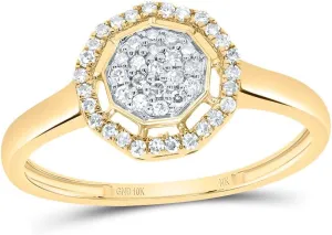 Jewels By Lux 10kt Yellow Gold 1/5 Cttw Diamond Fashion Nonagon Wedding Engagement Anniversary Ring, Women Size: 5-9