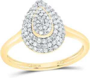 Jewels By Lux 10kt Yellow Gold 3/8 Cttw Diamond Fashion Pear Wedding Engagement Anniversary Ring, Women Size: 5-9