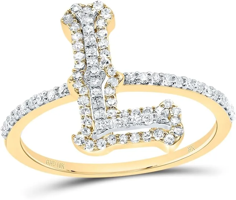 Jewels By Lux 10kt Yellow Gold Diamond Fashion Initial Ladies Wedding Engagement Anniversary Ring