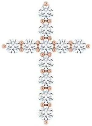 Jewels By Lux 14K Rose Gold Round 17.8 X 12.9 Mm 2.2Mm G-H Si1-Si2 3/8 Ctw Lab-Grown Diamond Cross Pendant