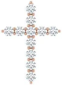 Jewels By Lux 14K Rose Gold Round 17.8 X 12.9 Mm 2.2Mm G-H Si1-Si2 3/8 Ctw Lab-Grown Diamond Cross Pendant