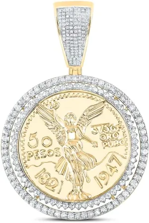Jewels By Lux 14kt Yellow Gold 1 7/8 Cttw Diamond Centenario Spinning Pendant