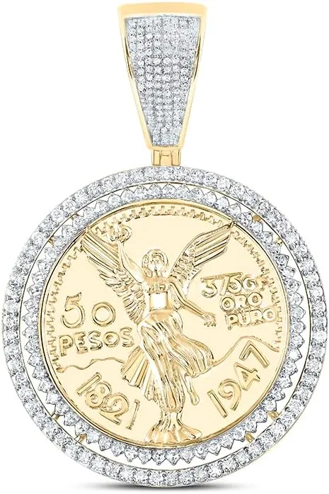 Jewels By Lux 14kt Yellow Gold 1 7/8 Cttw Diamond Centenario Spinning Pendant