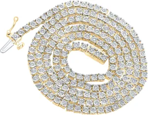 Jewels By Lux Yellow-tone Or Sterling Silver Mens Round Diamond 18-inch Link Chain Necklace 1-1/5 Cttw, Length: 17.99 In