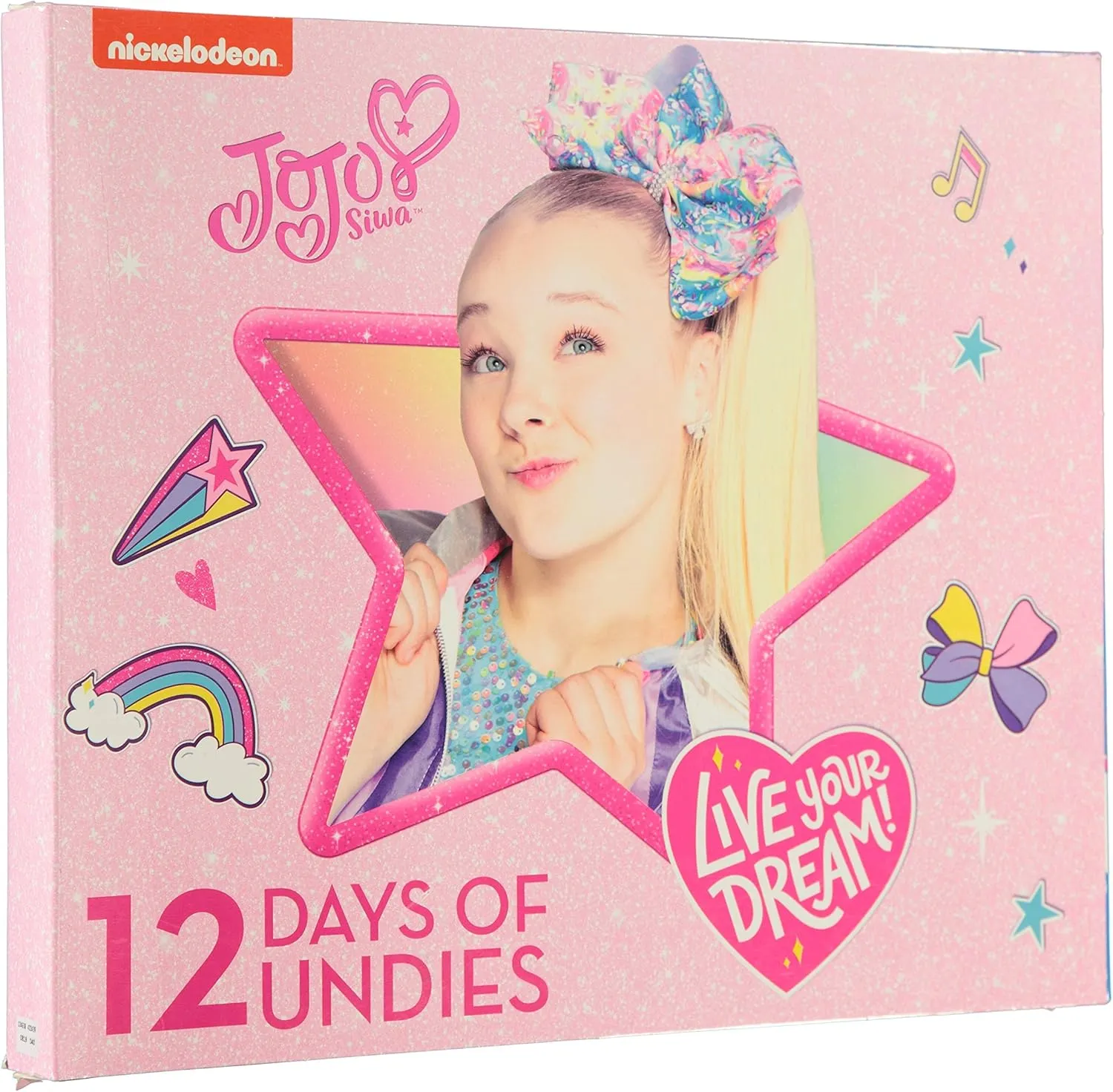JoJo Siwa Girls' Amazon Exclusive 12-Days Advent 100% Combed Cotton Underwear Box for Holiday Fun in Sizes 4, 6 and 8