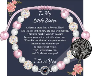 JoycuFF   Daughter Granddaughter Niece Pink Pearls Charm Bracelets  Valentine's Day Birthday Back to School Christmas Gift