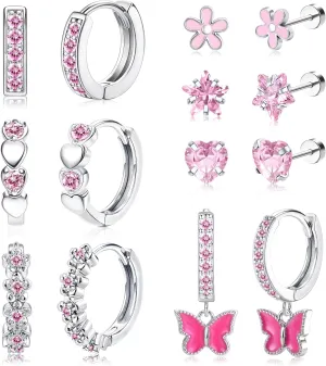 Jstyle Earrings for Girls Hypoallergenic Hoops Earrings for Teens Surgical Stainless Steel Earrings for Little Girls Screw Back Studs Earrings for Toddlers Cute Earrings Jewelry for Kids