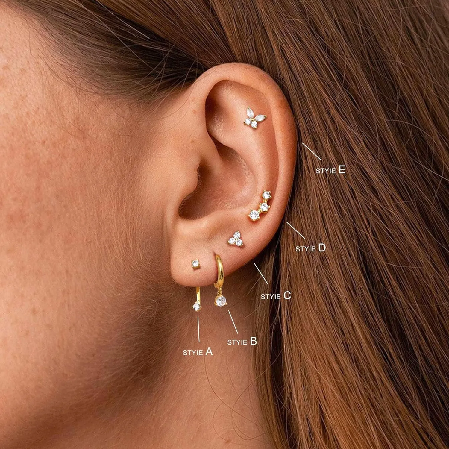 Jstyle Hypoallergenic Surgical Steel Earrings for Women 14K Gold Earring Stack Set Stainless Steel Stud Earrings Dainty Huggie Hoop Cartilage Earring Sets for Multiple Piercing