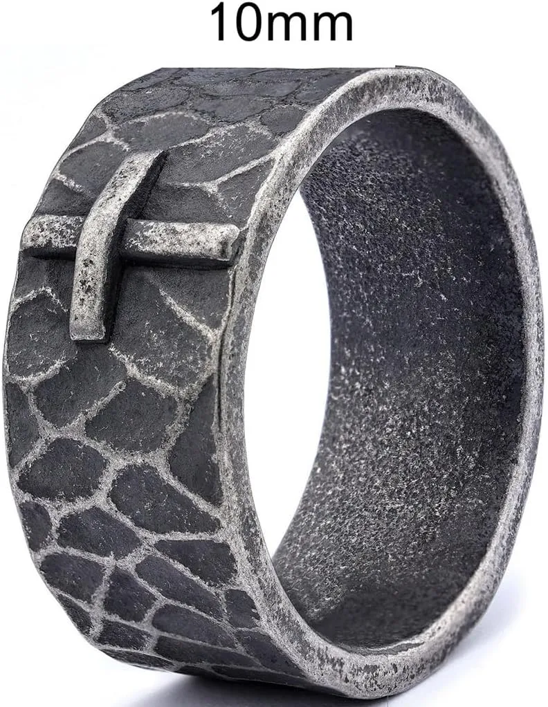 Jude Jewelers 10mm Retro Vintage Stainless Steel Christian Cross Religious Band Style Statement Biker Party Ring